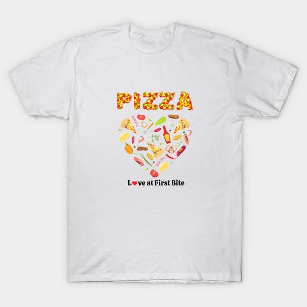 pizza is my valentine! Pizza Addicted, Vegetables, Mushroom, Tomato, Onion, Bell Pepper Unique Set Designs Value Pack T-Shirt by IlanaArt